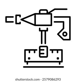 A line icon of extruder nozzle 