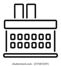 Line icon of a factory building emitting pollution from smokestacks