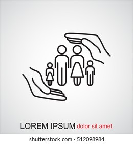 Line icon- Family life insurance concept