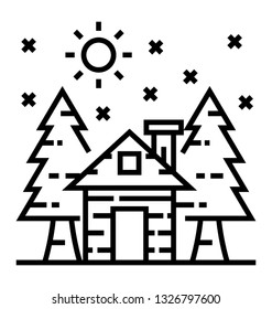 Line icon of a farmhouse 