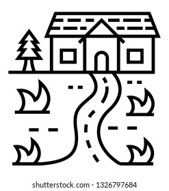 Line icon of a farmhouse 