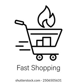 A line icon of fast shopping