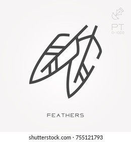 Line icon feathers