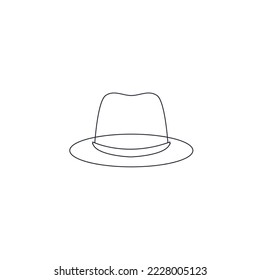 Line icon Fedora Hat Vector illustartion. Outline drawing Beach man's hat linear vector icon isolated on background. Bucket, Western, Derby hat icon, Campaign, Floppy Summer Hat line icon symbol