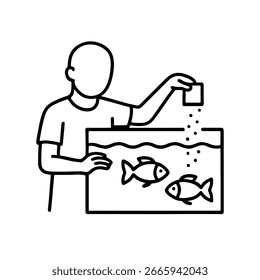 Ícone de linha alimentando peixe vetor no fundo branco
Ícone de linha de vetor no plano de fundo branco