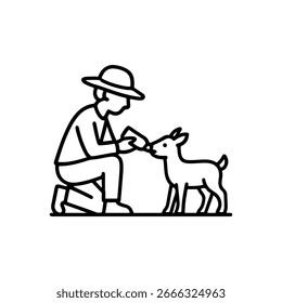 Line icon feeding the goat vector on white background
Vector line icon on white background