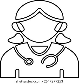 Ícone de linha Profissionais médicas do sexo feminino em um contexto de saúde, especialmente aqueles relacionados ao cuidado do paciente, consulta e apoio médico, incluindo no campo da saúde fetal e materna
