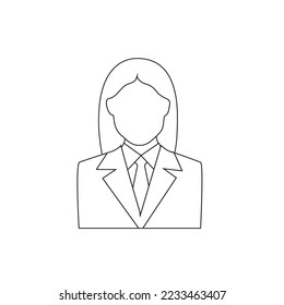 Line icon female portrait outline drawing woman account linear icon business woman hand drawing woman in suit sketching of office woman silhouette business person