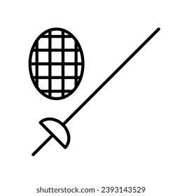 Line icon of fencing sword and mask