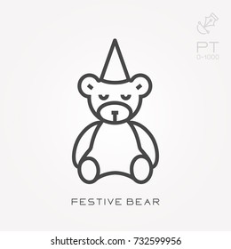 Line icon festive bear