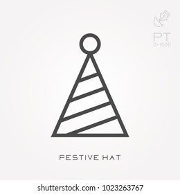 Line icon festive hat