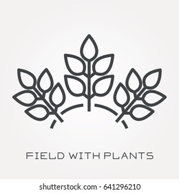 Line icon field with plants