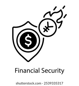 Un icono de línea de seguridad financiera 