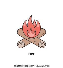 Line icon fire in color. Vector linear logo for web and site