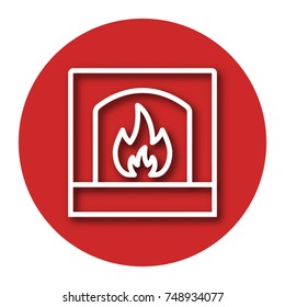 Line icon of fireplace with shadow. EPS 10