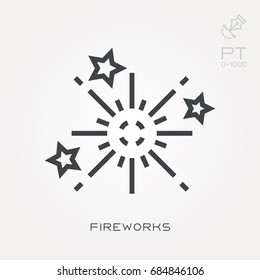 Line icon fireworks