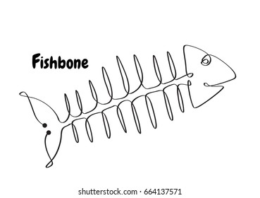 line icon fish bone food concept. black white vector