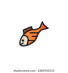 Line icon of fish. Fish market, menu design, catch. Seafood concept. Can be used for topics like marine food, fishing, industry, fishery