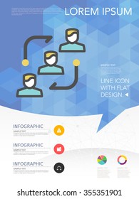 Line icon with flat design ,Business brochure template , Cover layout and infographics.