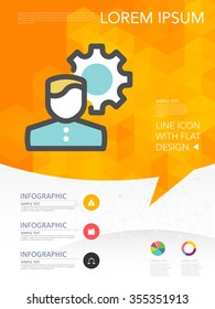 Line icon with flat design ,Business brochure template , Cover layout and infographics.