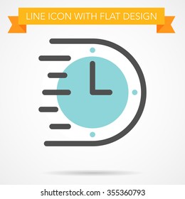 Line icon with flat design , Efficiency