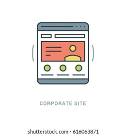 Line Icon Flat thin linear stroke vector illustration. For website graphics, Mobile Apps, Infographics. Easy resize to 256, 512 pixels. Investment search, Corporate site symbol.