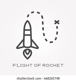 Line icon flight of rocket