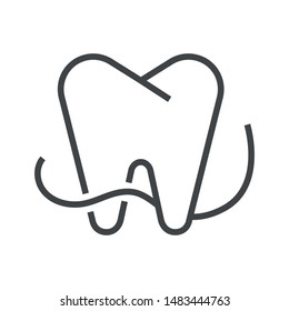 Line icon floss tooth cleaning. Simple vector illustration with ability to change.