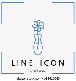 Line icon-  flower in vase 