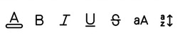 Line icon of Font type, font size, and font style. Bold. Italic. Underline. Text Highlight Color. Font Color. Clear Formatting. Format Painter. Ribbon tool icon set in transparent background.