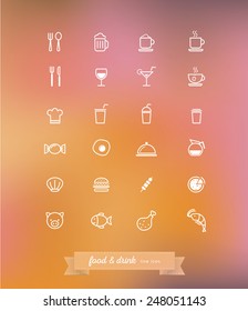 Line Icon Of Food And Drink With Blur Background, Vector