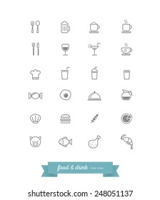 icono de línea de alimentos y bebidas, vector