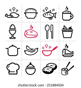 Line icon of food and drink, vector set.