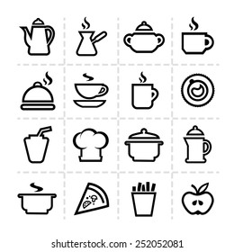 Line icon of food and drink, vector set.