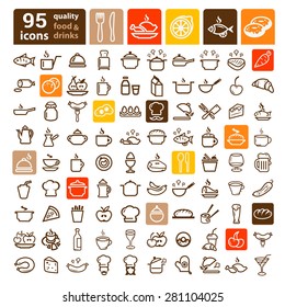 Line Icon Of Food And Drink, Vector Set.