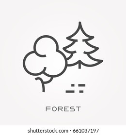 Line icon forest