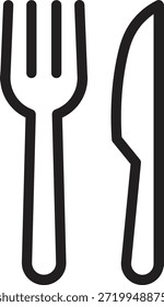 Icono de línea de tenedor y cuchillo, contorno audaz, utensilios de comer para el desayuno del Día del Panqueque