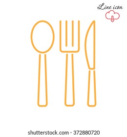 Line icon- fork, knife, spoon