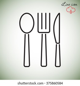 Line icon- fork, knife, spoon