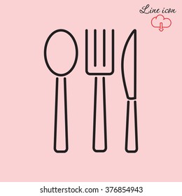 Line icon- fork, knife, spoon