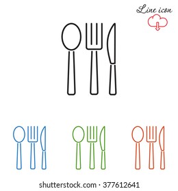 Line Icon- Fork, Knife, Spoon