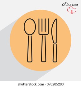 Line icon- fork, knife, spoon