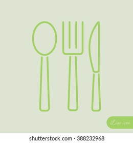 Line icon- fork, knife, spoon