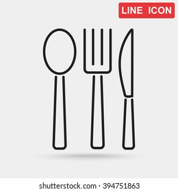 Line icon- fork, knife, spoon