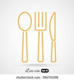 Line icon- fork, knife, spoon