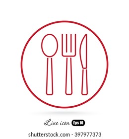 Line icon- fork, knife, spoon