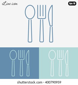 Line icon- fork, knife, spoon