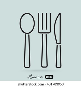 Line icon- fork, knife, spoon