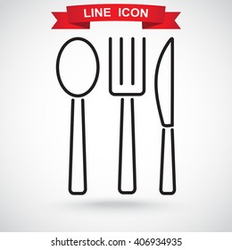 Line icon- fork, knife, spoon