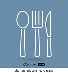 Line icon- fork, knife, spoon